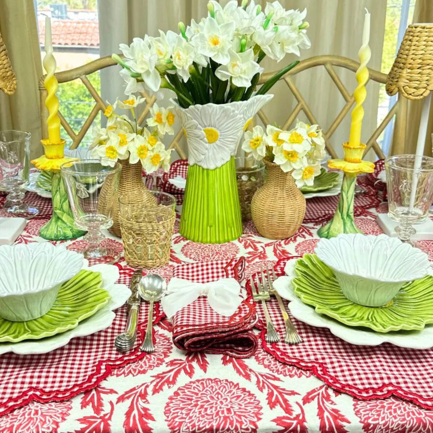 Red, Flowers & Vines Tablecloth
