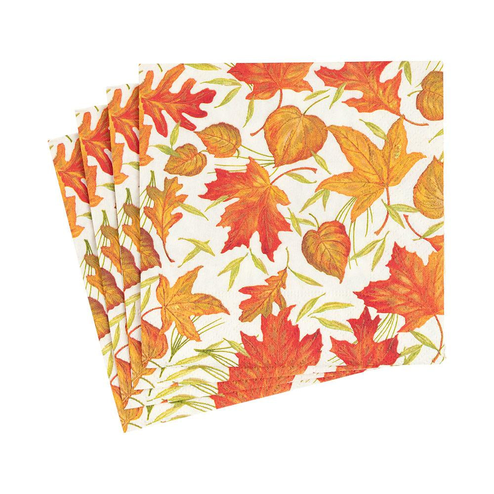 Woodland Leaves Ivory Cocktail Napkins