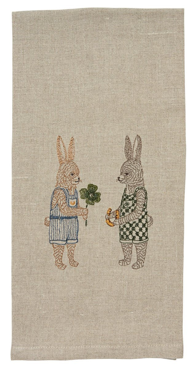 Good Luck Bunnies Tea Towel