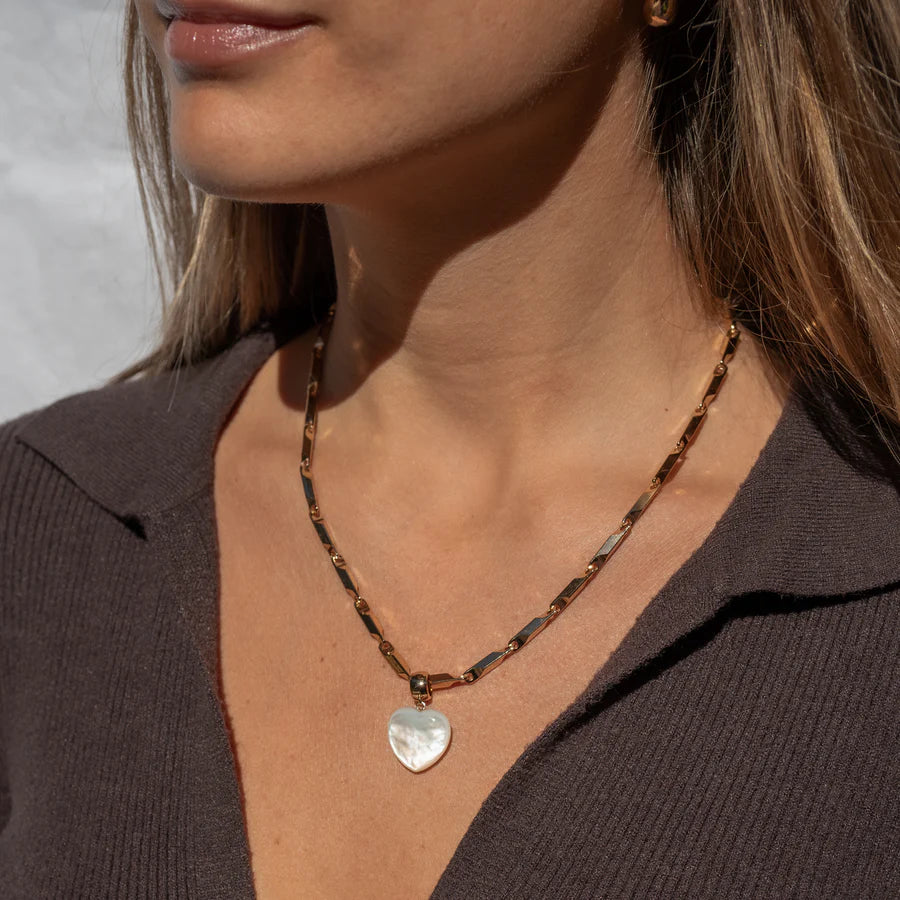 Gemma Mother of Pearl Heart Bail Charm
