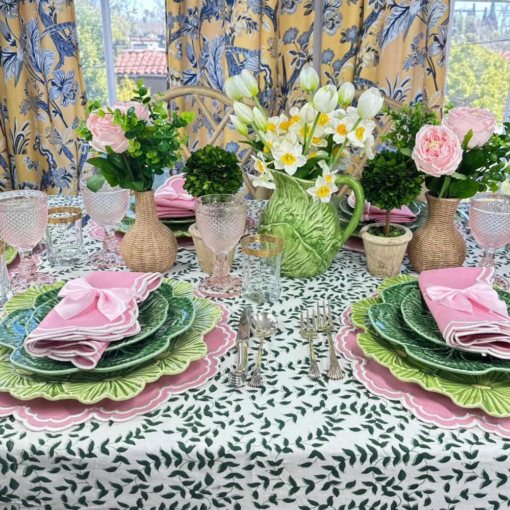 Dark Green Leaves Tablecloth