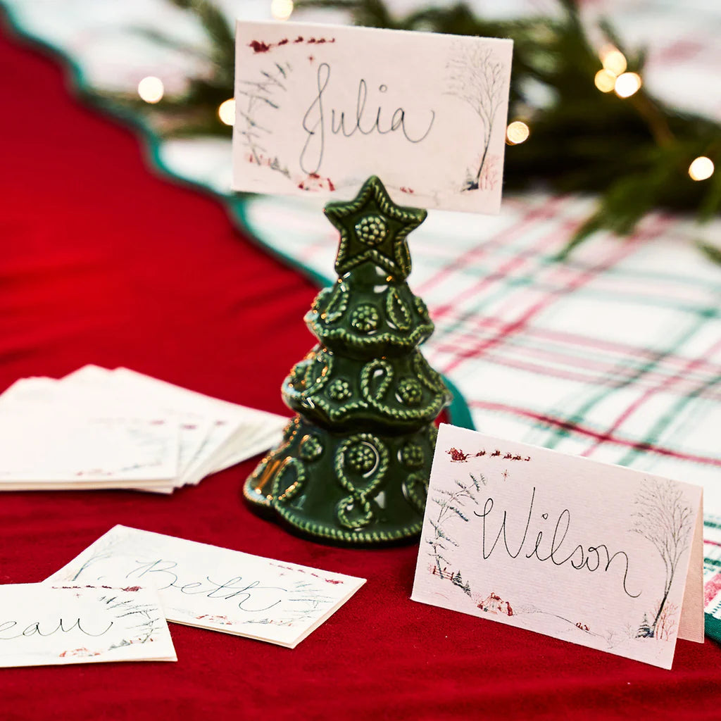 Country Estate Evergreen Winter Frolic Place Cards - Set of 12
