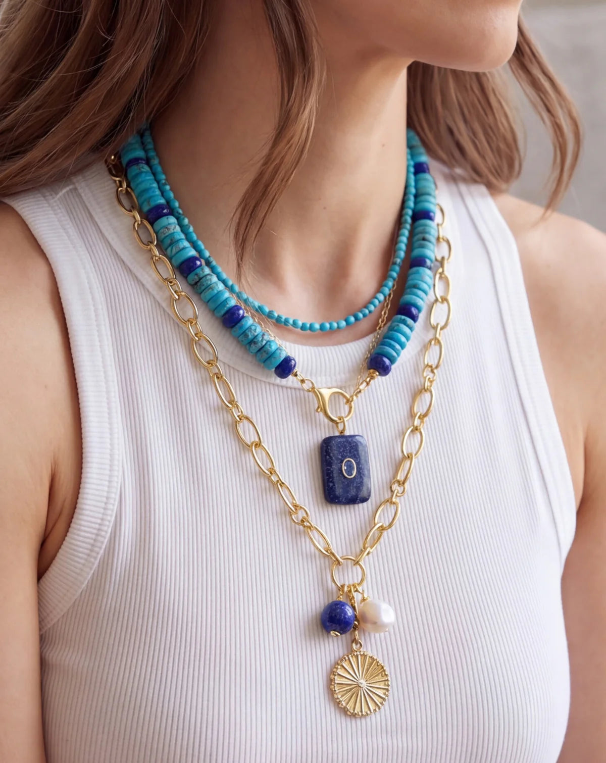 Lapis Rectangular Stone Charm