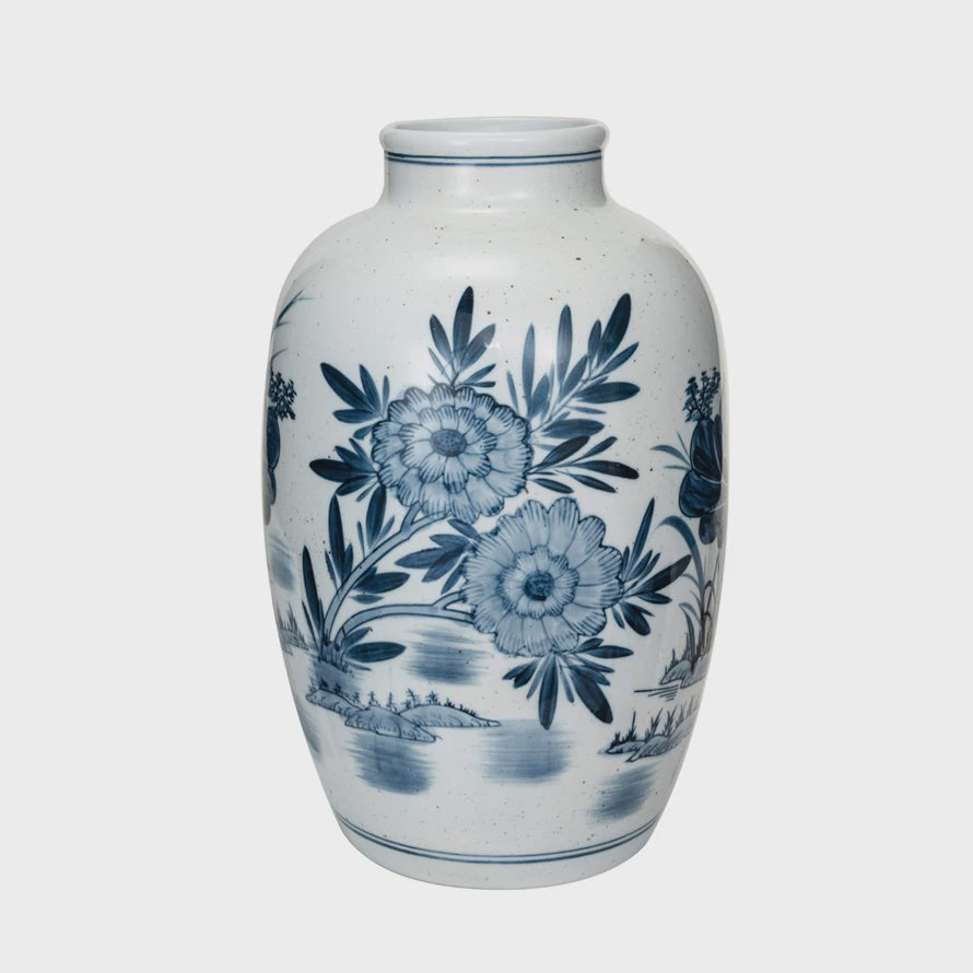 Decorative Stoneware Blue/White Vase