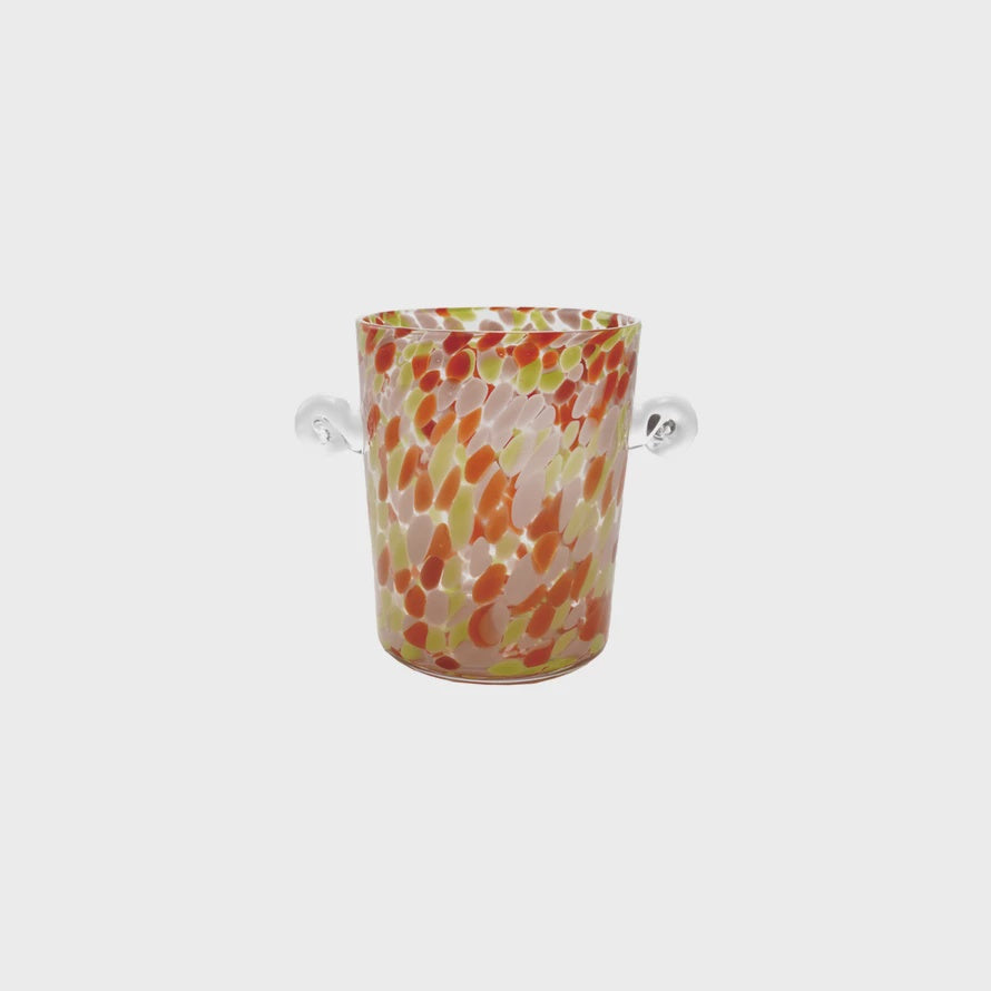 Confetti Glass Ice Bucket with Handles