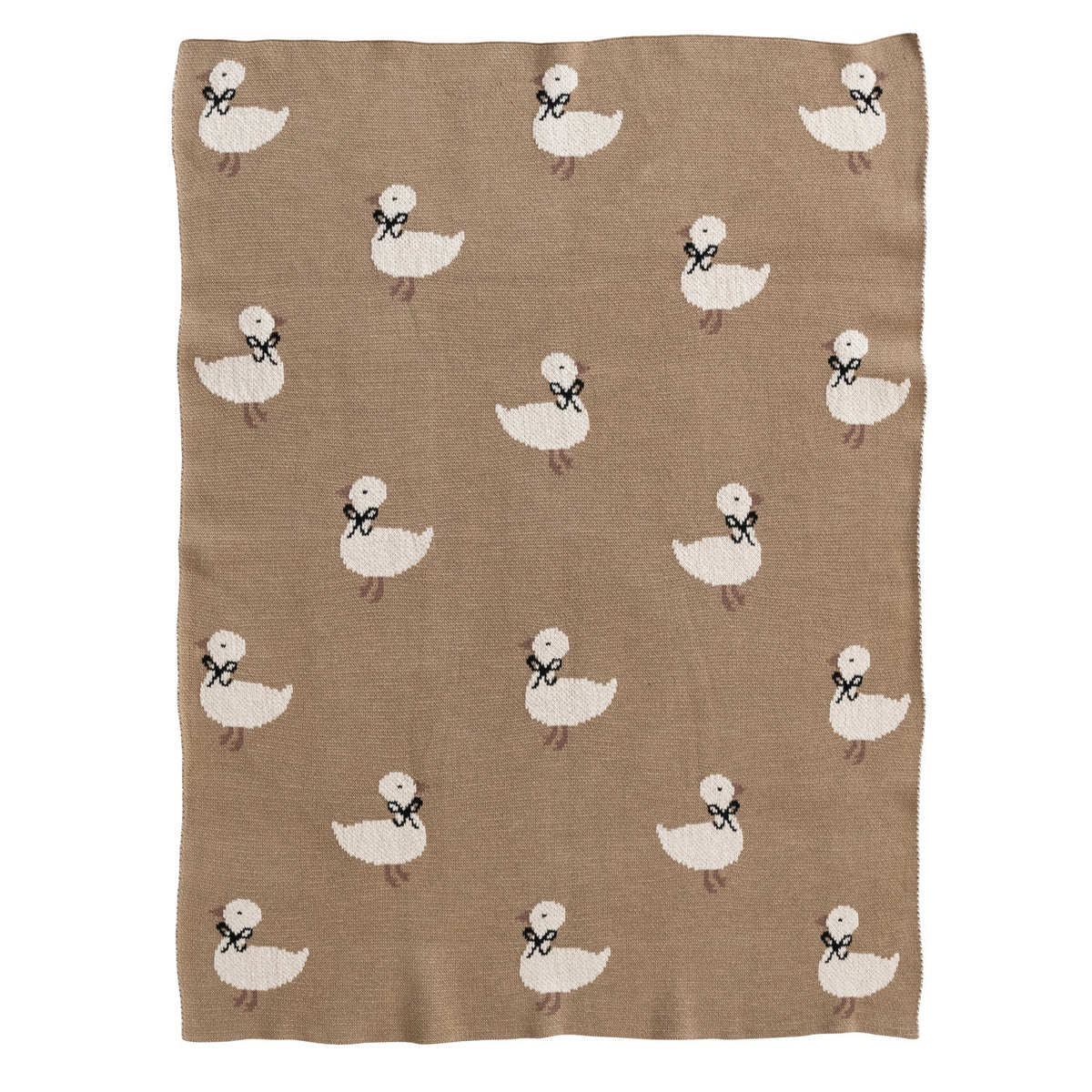 Cotton Knit Baby Blanket w/Ducklings