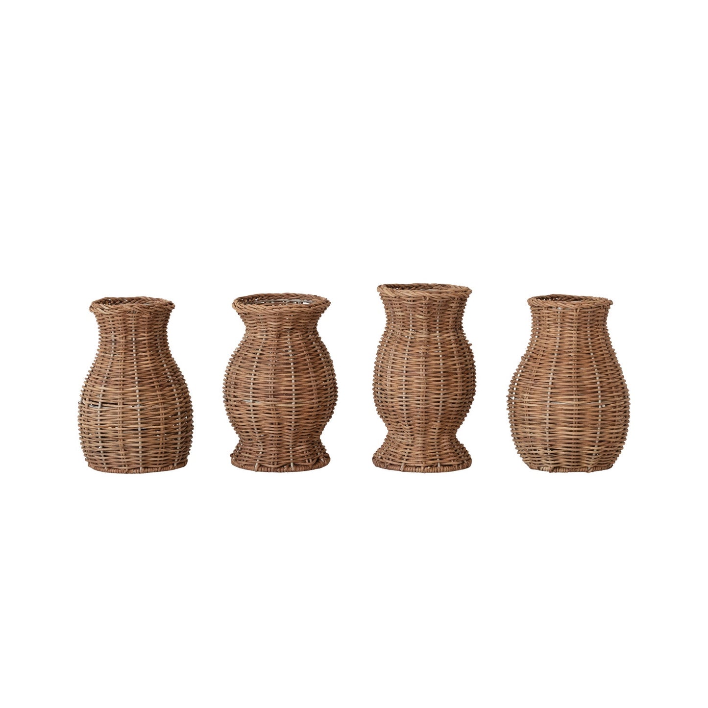Hand Woven Rattan Vase w/Removable Glass Insert
