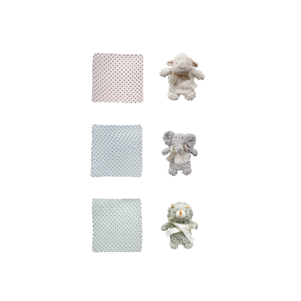 Plush Animal w/Polka Dot Blanket