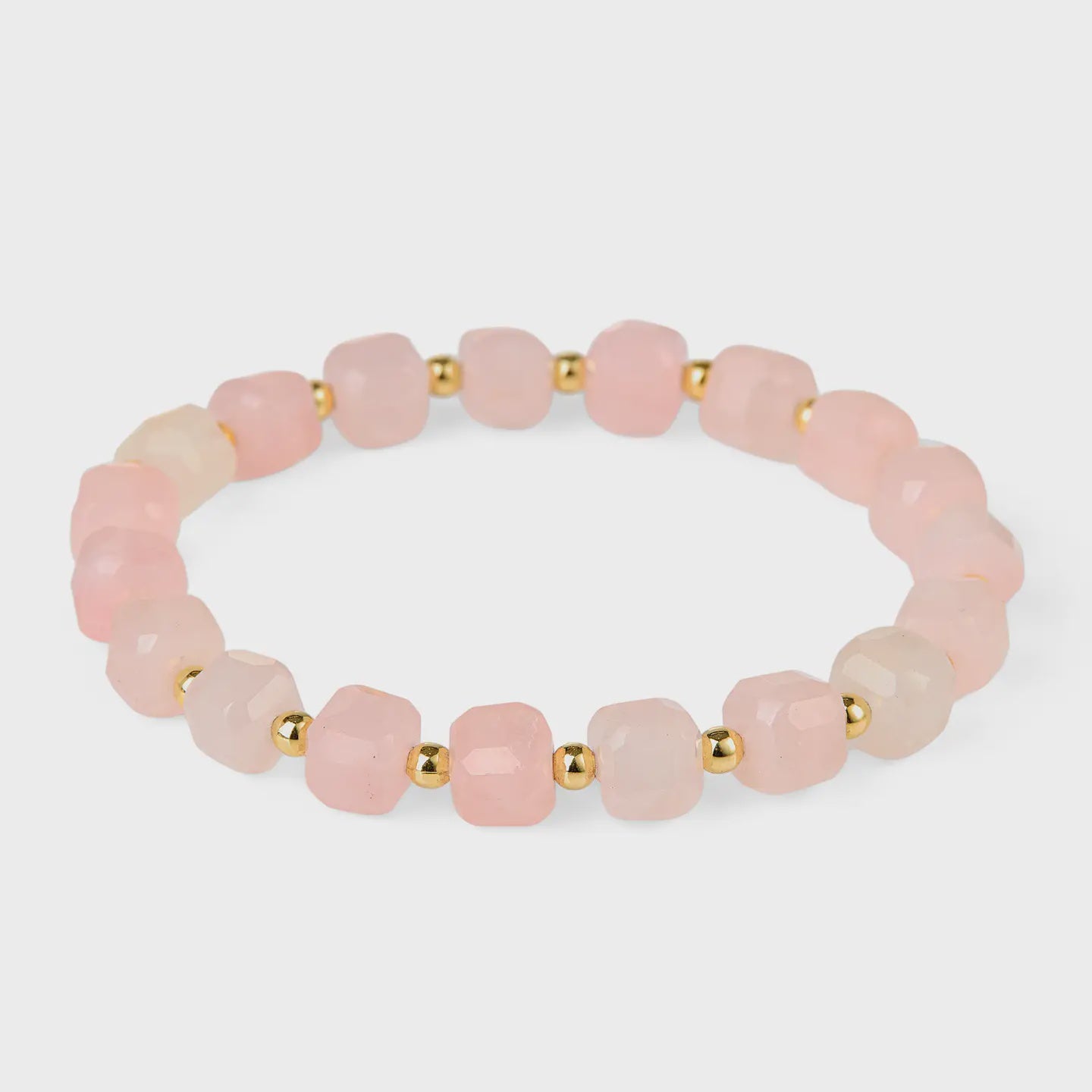 Rose Quartz Beaded Bracelet with Gold Accents