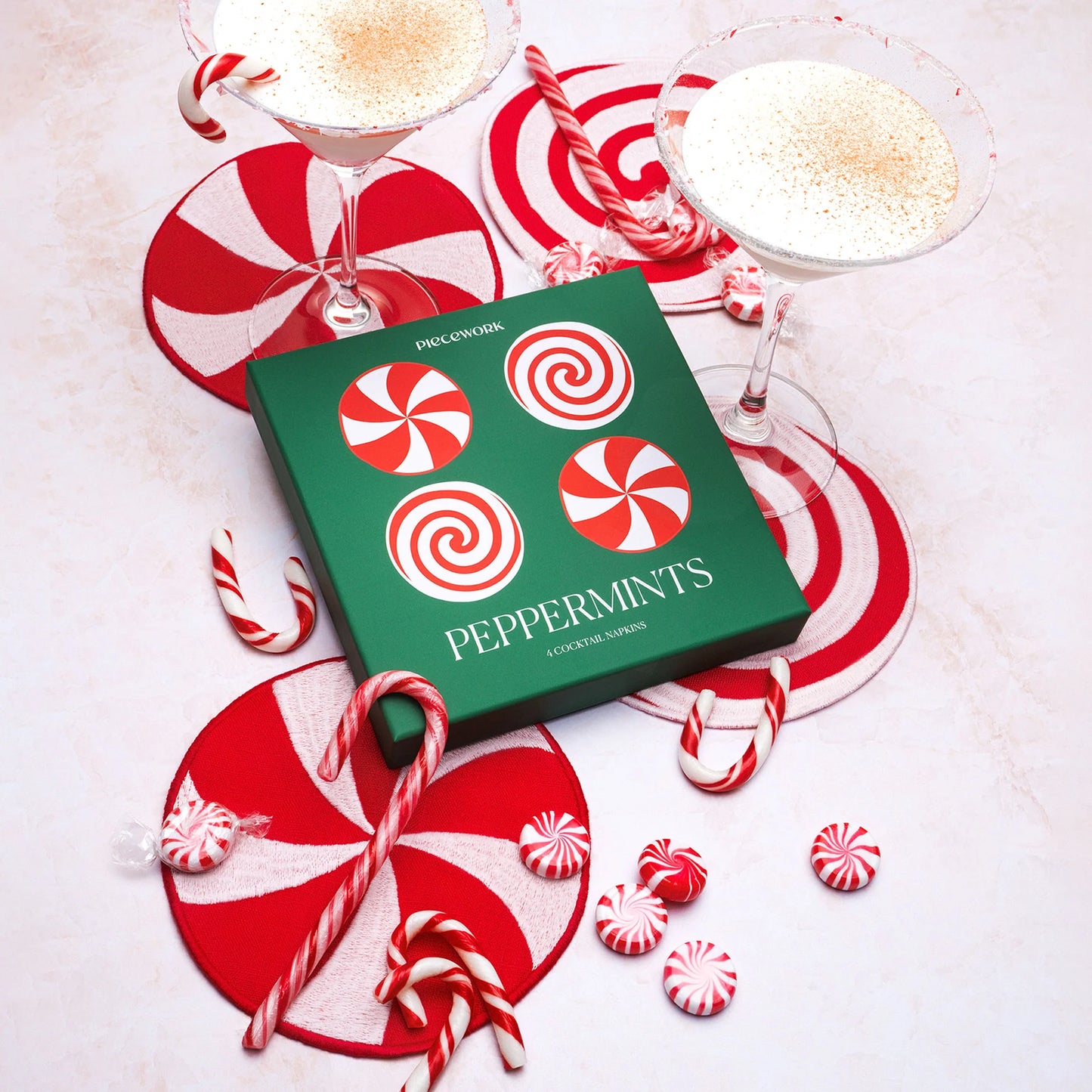 Peppermint Cocktail Napkins - Set of 4