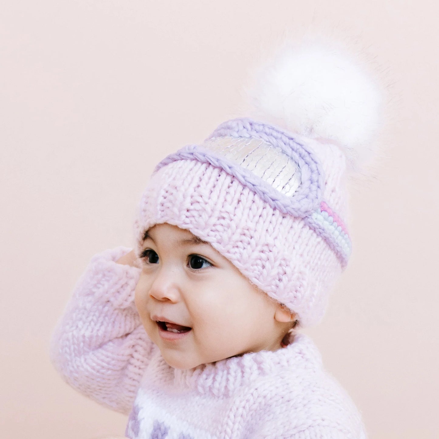 Pink Ski Goggles Beanie Hat