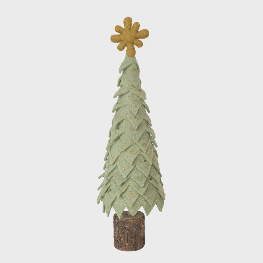Wool Felt Tree w/ Star & Wood Base