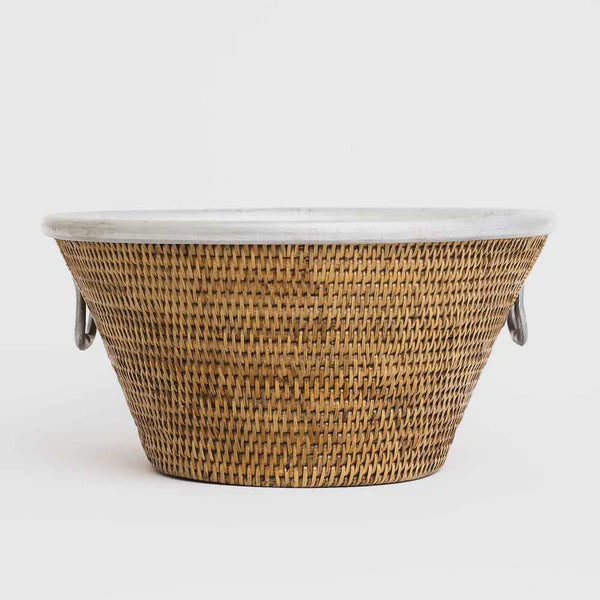 Woven Rattan/Aluminum Ice Bucket with Handles