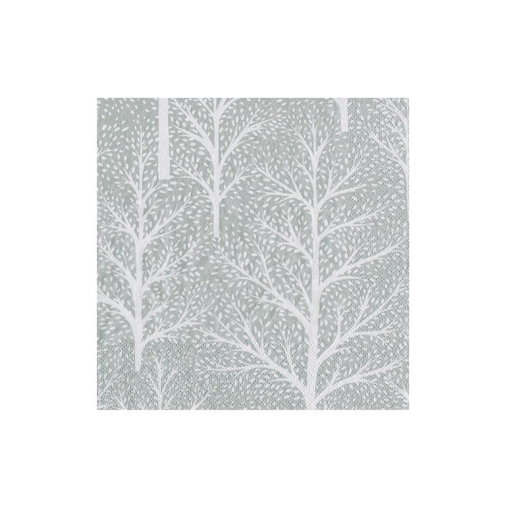 Winter Trees Silver/White Cocktail Napkin