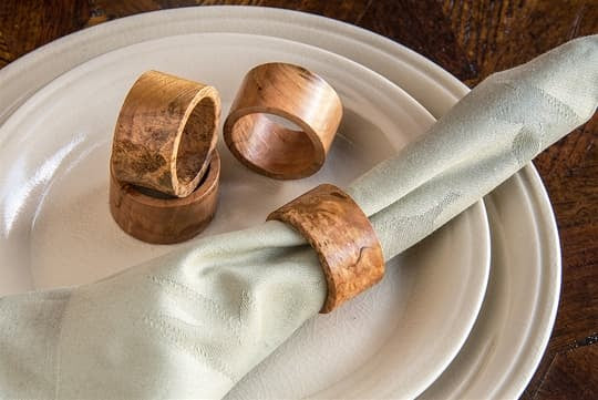 Black Walnut Round Napkin Rings - Main Image
