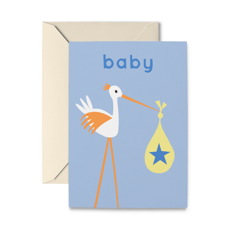 Baby Stork Boy Greeting Card