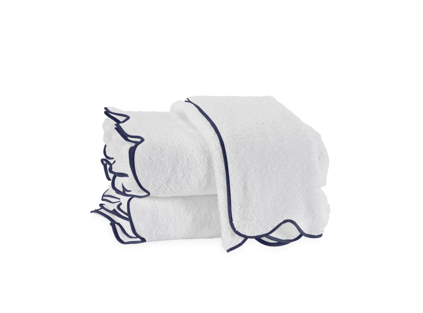 Cairo Scallop Towel - White/Navy