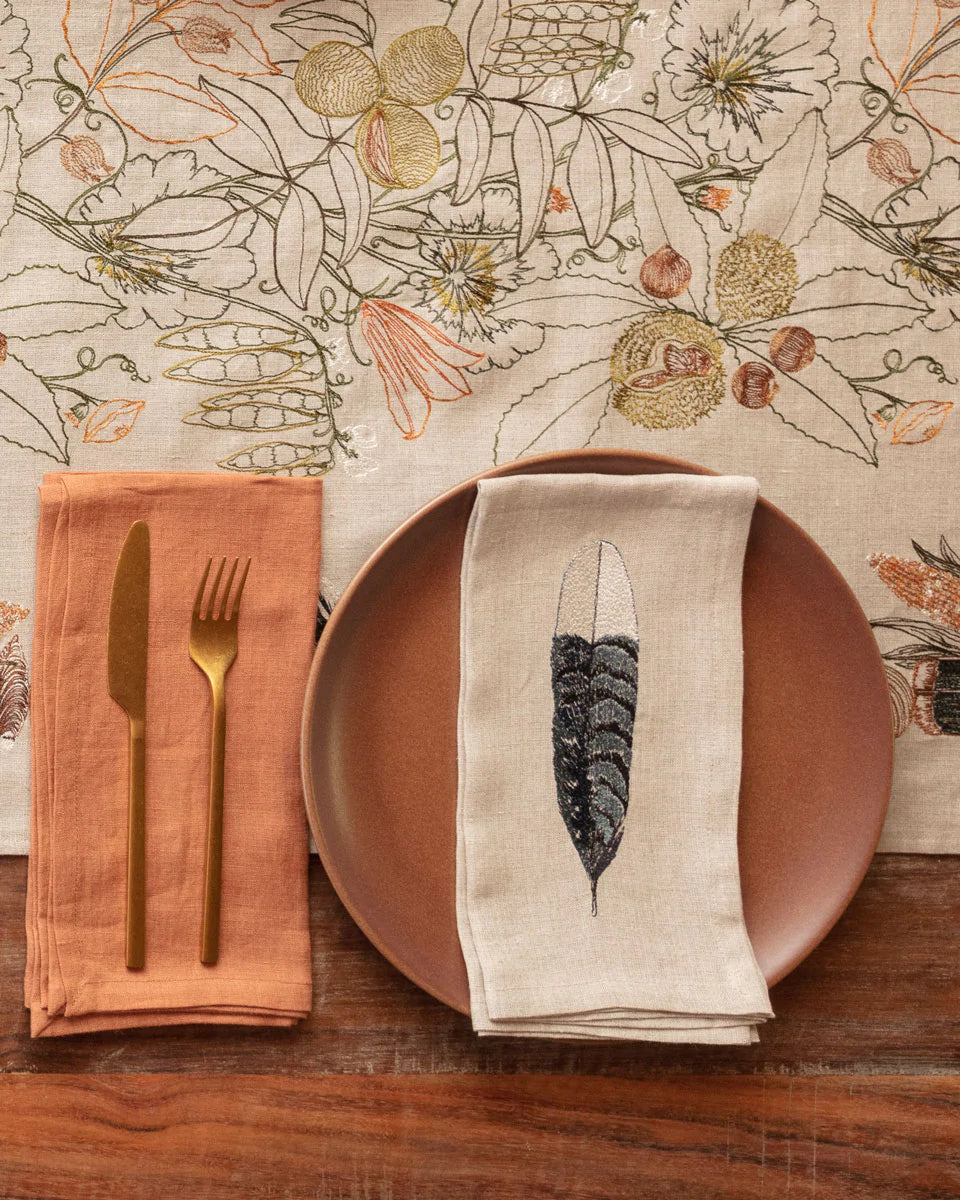 Blue Jay Feather Dinner Napkin