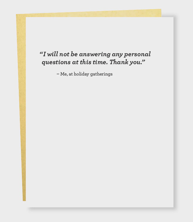 Personal Questions Card