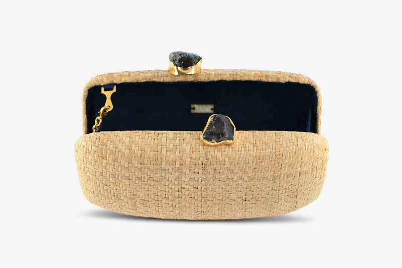 Anna Straw Clutch Bag, Natural