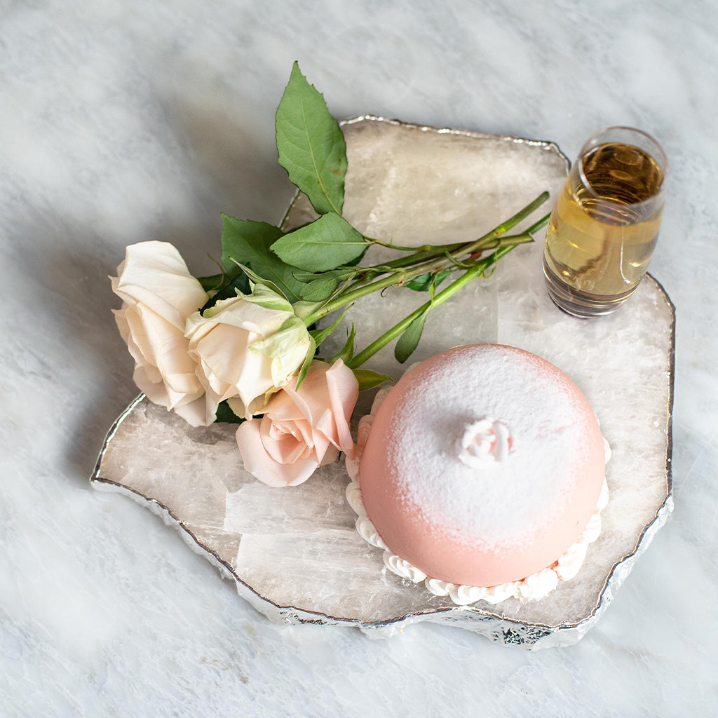 Kiva Platter medium Rose Quartz/Silver