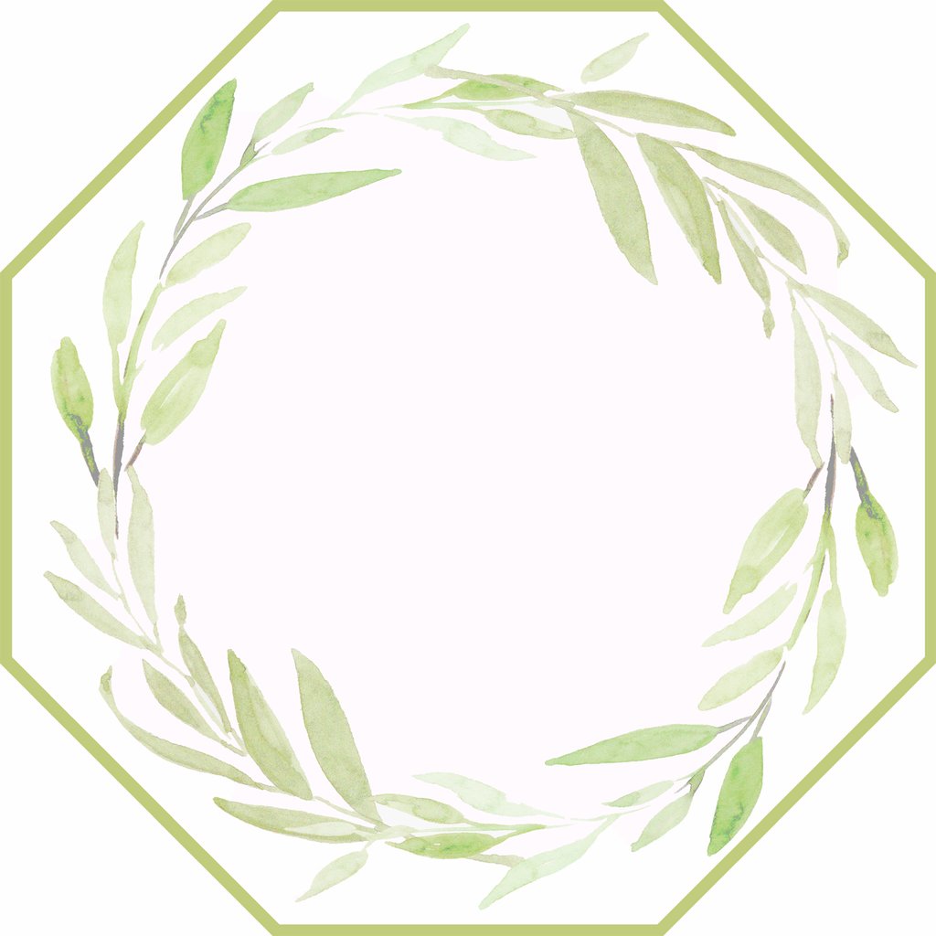 Octagonal Watercolor Leaves Wreath Placemat