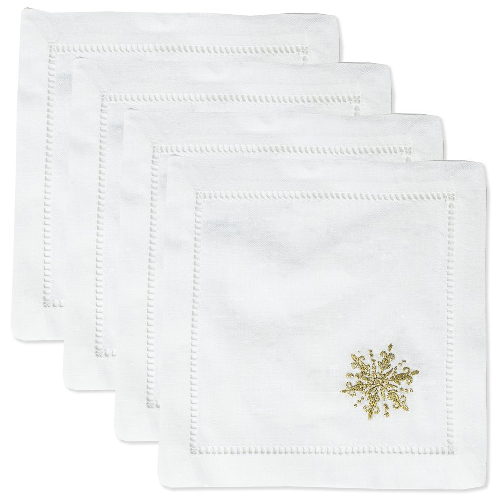Snowflake Gold Cocktail Napkins