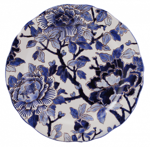 Pivoines Bleues Dessert Plate