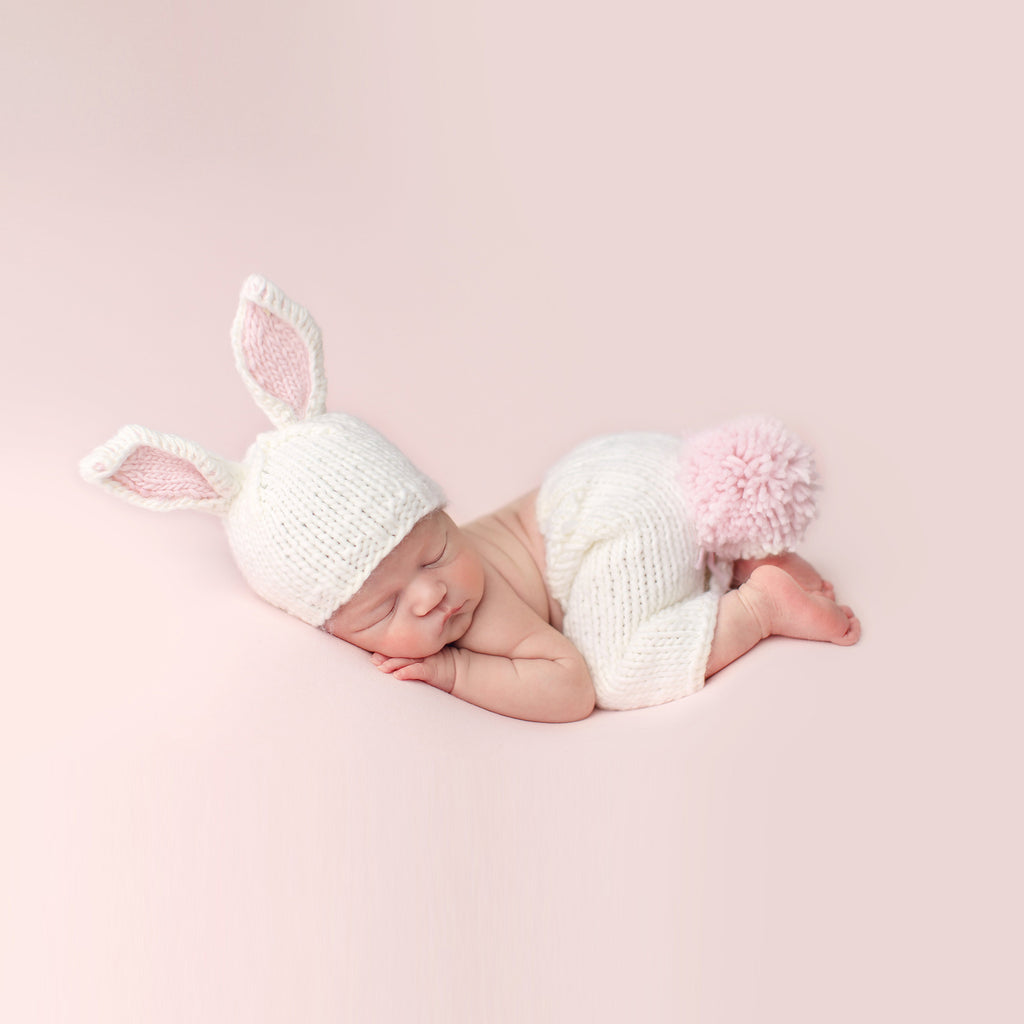 Bunny White/Pink Newborn Hat
