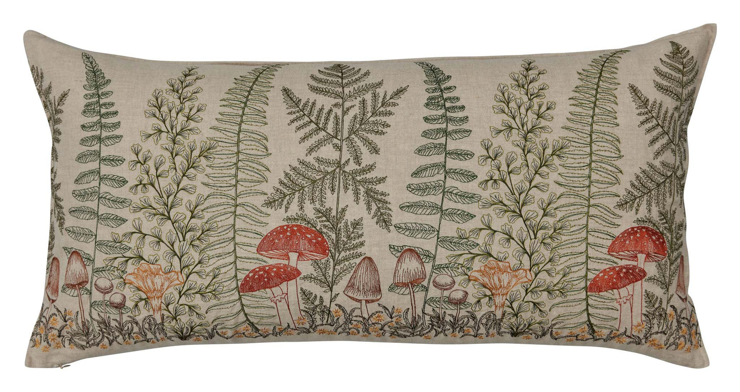 Mushrooms & Ferns Lumbar Pillow