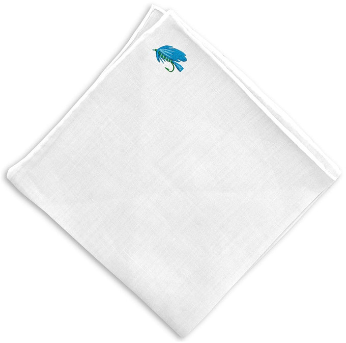 Fly Time White Linen Pocket Square