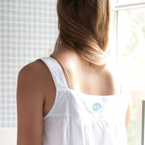 Seaside White Cotton Nightgown
