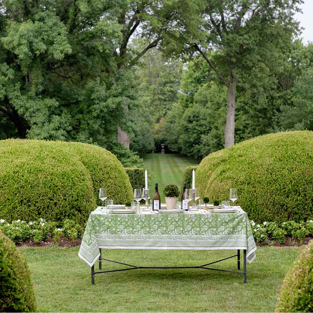 Pomegranate Green Tablecloth