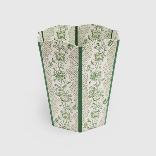 Block Printed Scalloped Basket