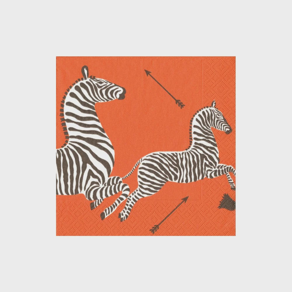 Zebras Orange Cocktail Napkins