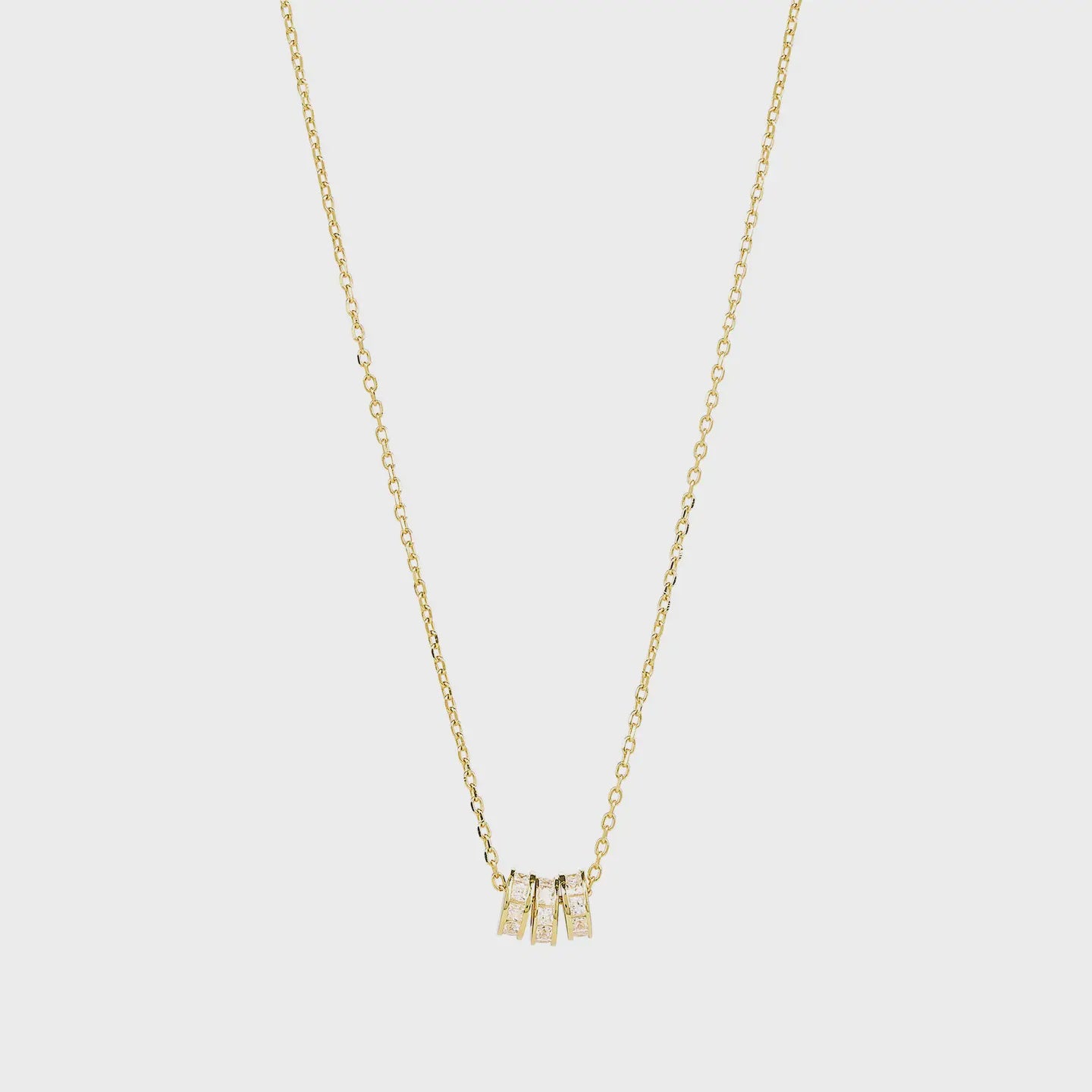 Three Spinning Discs Pave CZ Necklace
