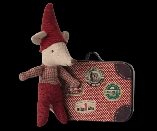 Christmas Mouse Baby in Suitcase