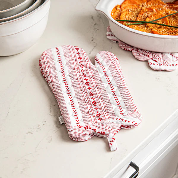 Villa Stripe Oven Mitt & Pot Holder Set