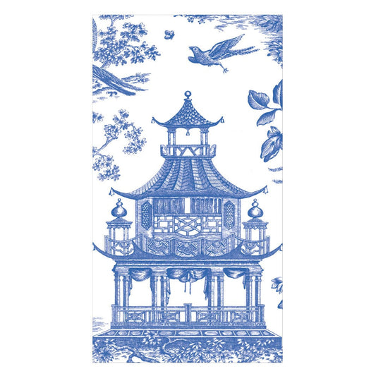 Chinoiserie Toile Pagoda Blue Guest Towels