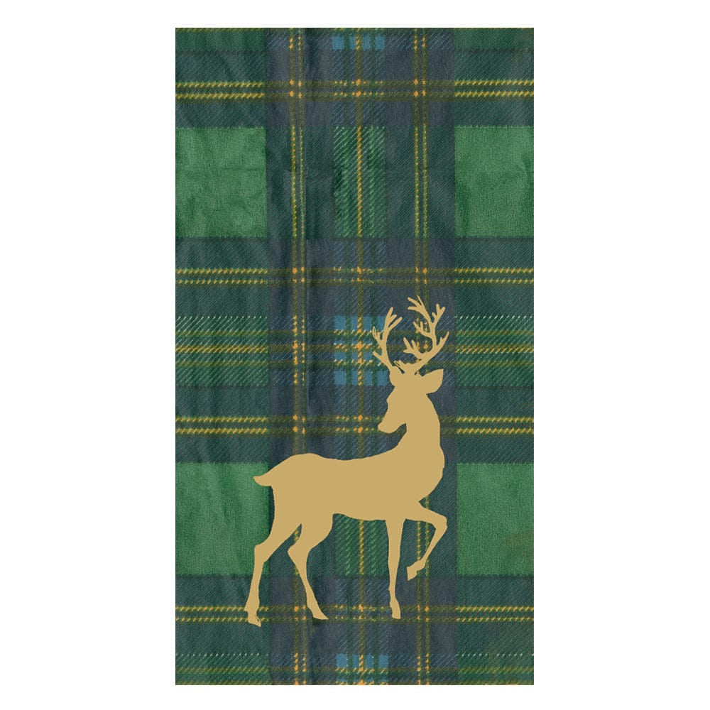 Reindeer Tartan Green Guest Towel