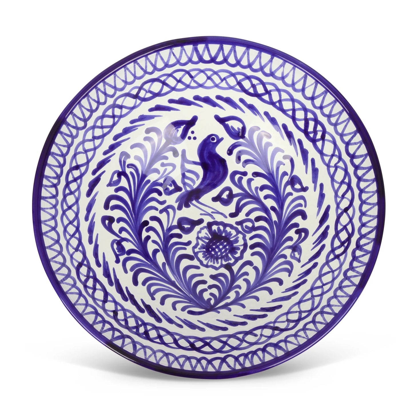 Large Bowl with Handpainted Designs- Azul