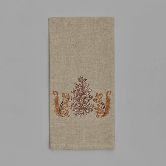 Chipmunks with Pinecone Tea Towel