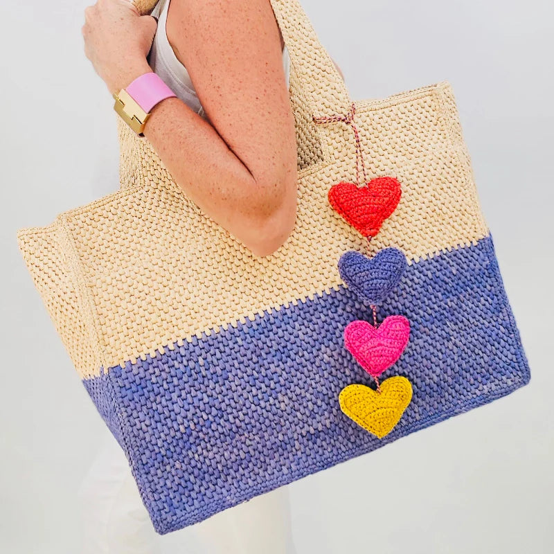 Soleil Raffia Tote w/ Bag Charm