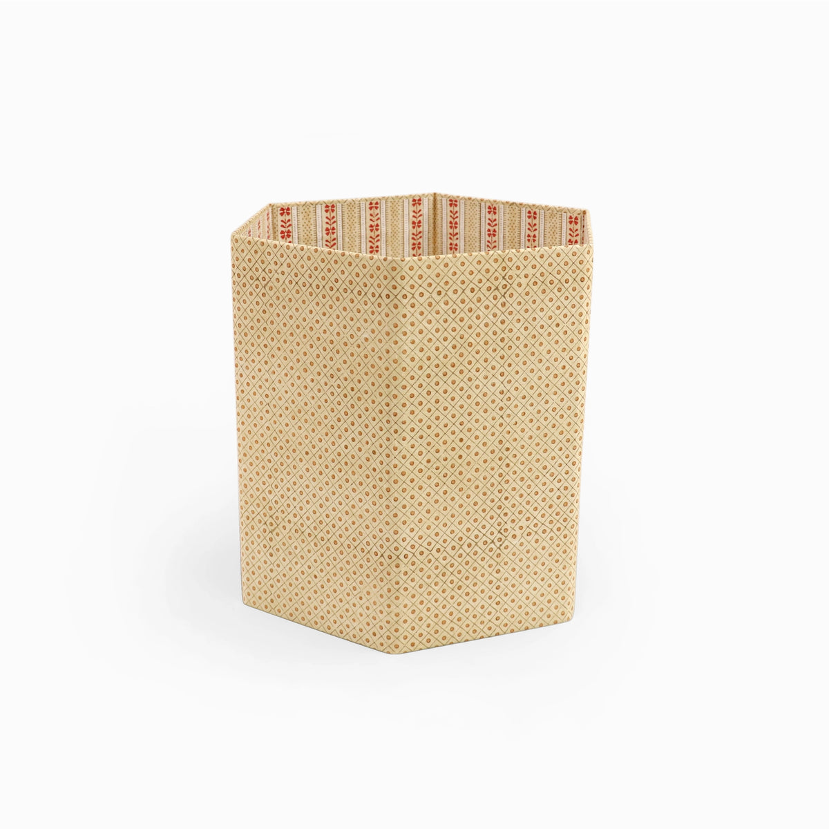 Block Printed Hexagon Collapsible Basket