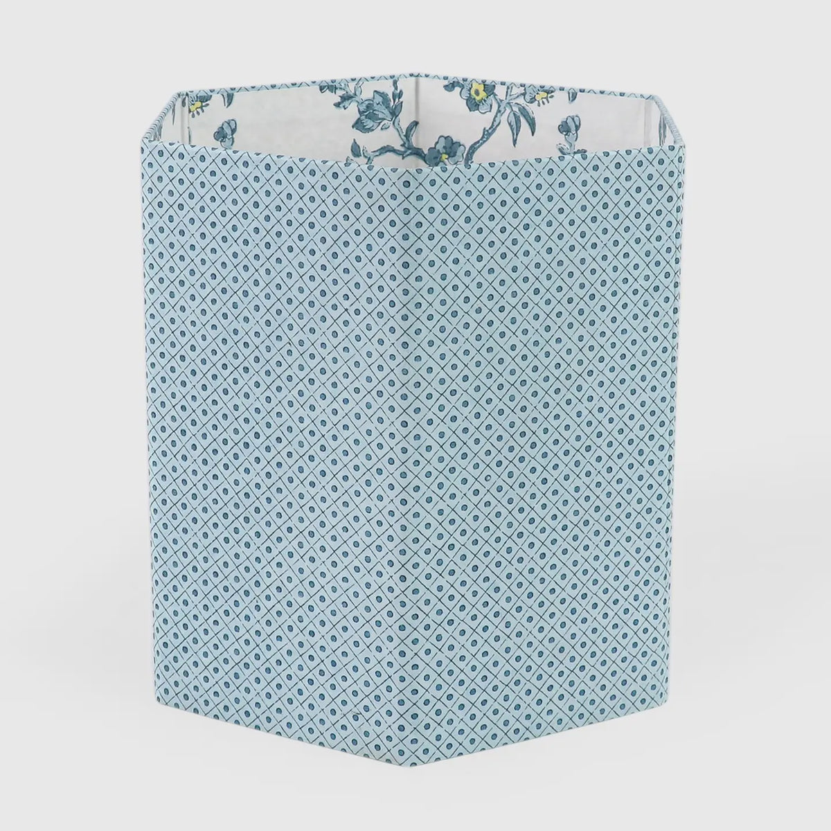 Block Printed Hexagon Collapsible Basket