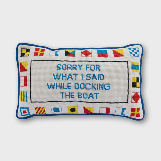 Docking the Boat Needlepoint Pillow