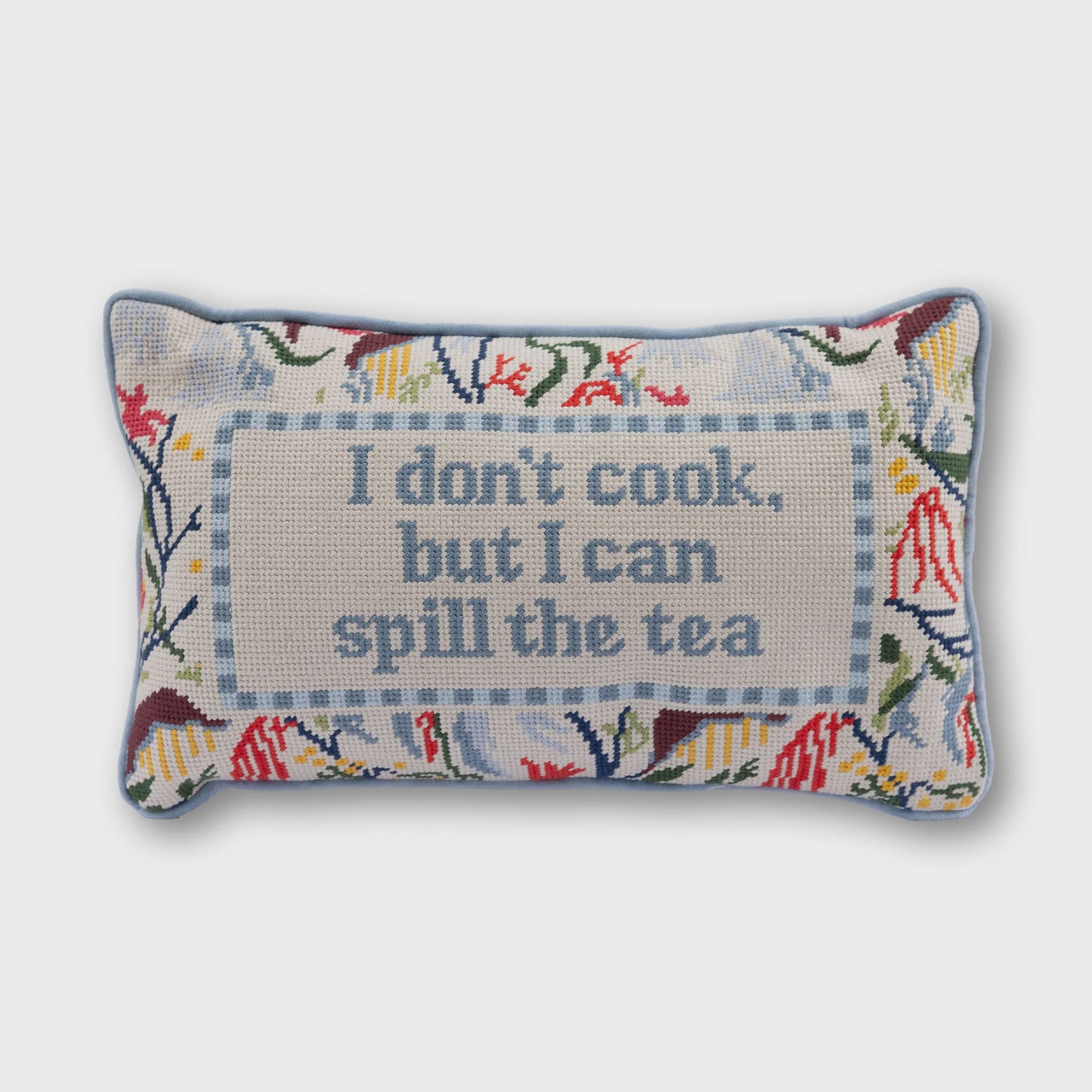 Spill the Tea Needlepoint Pillow
