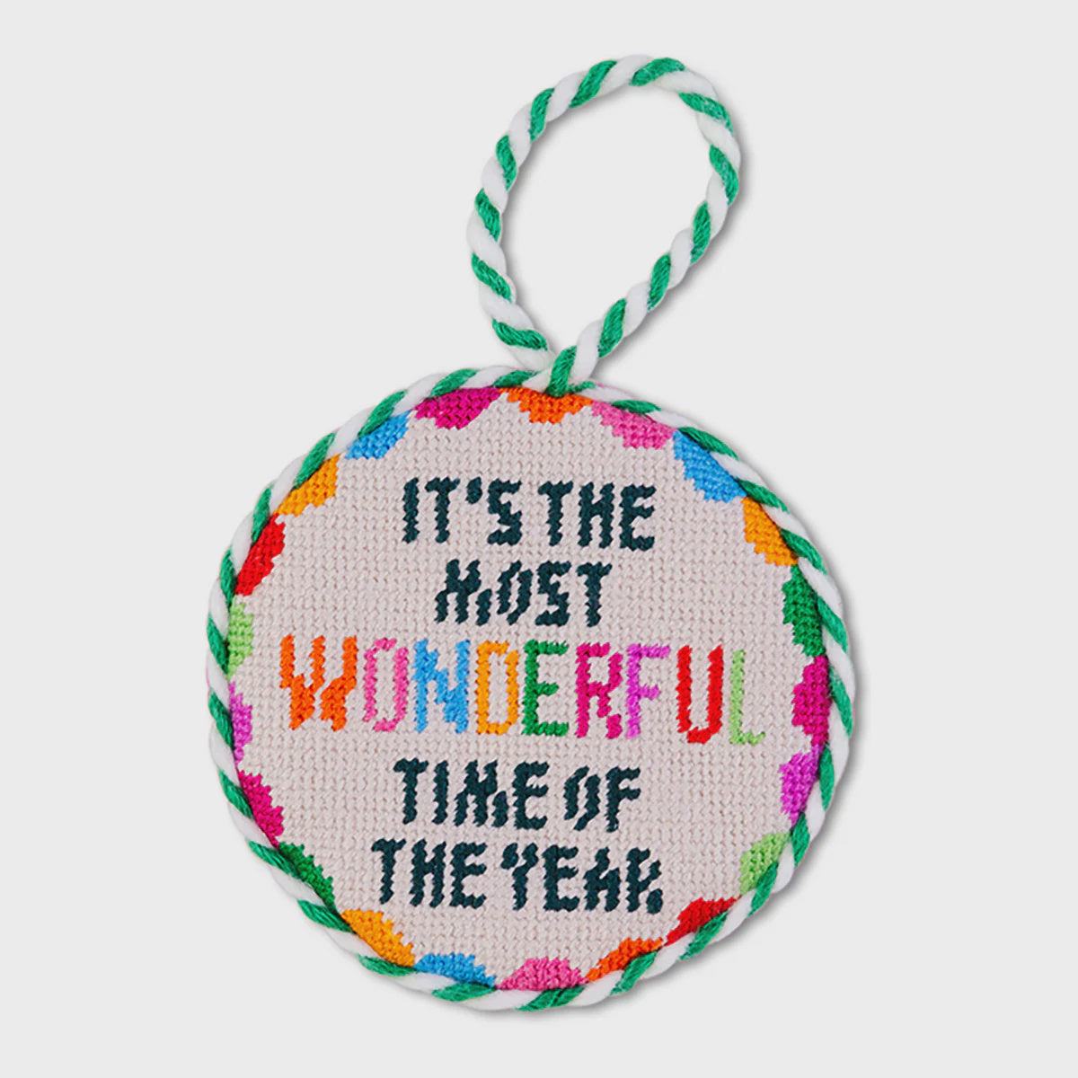 Wonderful Time Needlepoint Ornament