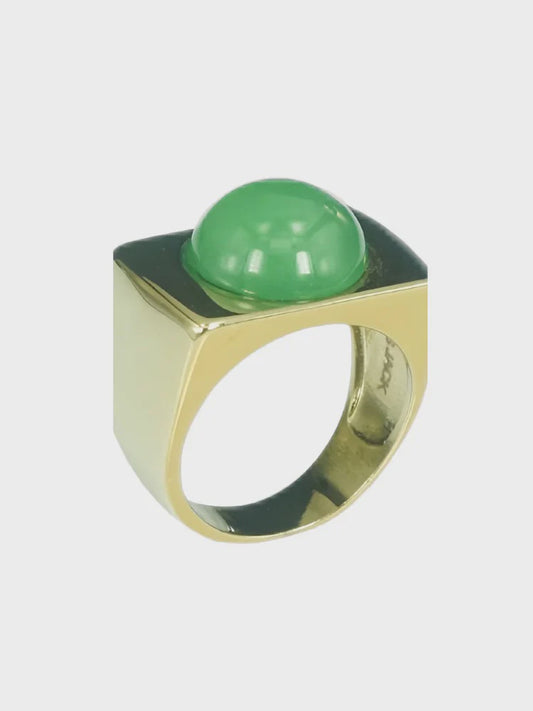 LJ Square Gold Stone Ring
