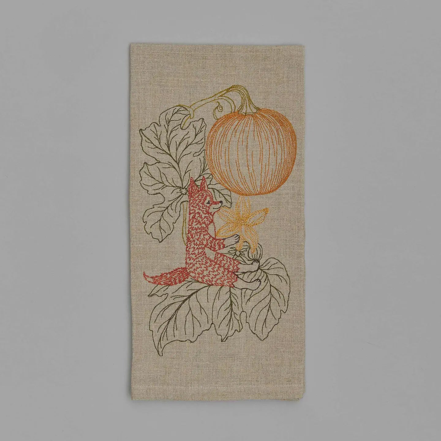 Pumpkin Patch Fox Tea Towel